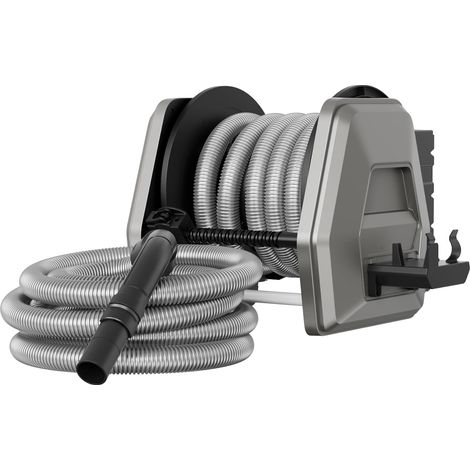 Enrouleur de tuyau d'aspirateur de 32 mm avec rallonge de 9,2 m de tuyau rétractable, support mural avec tuyau d'aspirateur remplaçable, convient pour aspirateurs eau et poussière 1-1/4 (1/5)