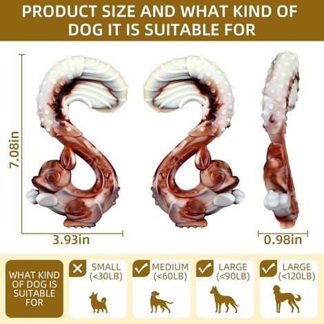 Jouets indestructibles pour Chiens à mâcher, Jouets durables en Nylon saveur de bœuf, Robustes pour Chiens de Taille Moyenne et Grande Taille, brossage des Dents (Écureuil) (1/5)