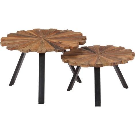 Tables basses, 2 pièces, en bois massif recyclé (1/5)