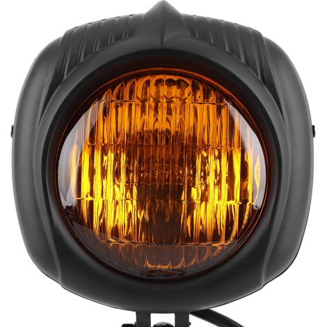 Universeller Motorradscheinwerfer aus Aluminiumlegierung, 4 Zoll, 12 V, 60 W, Retro-Stil, kompatibel mit Honda, Yamaha und Kawasaki (gelbe transparente Abdeckung). (1/5)
