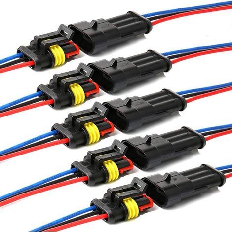 Connecteur étanche,connecteurs de Fils électriques autobloquants à 3 Broches avec Fil 16 AWG Marine pour Les connexions de Voiture,Camion,Bateau et Autres Fils. (5pack) (1/4)