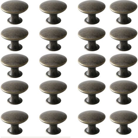Türknöpfe, Schubladenknöpfe, Möbelknöpfe – Runde Schrankknöpfe – Antike Messingknöpfe, Vintage Chic – Schrankgriffe für Küche, Schlafzimmer (20 Stück, Bronze)