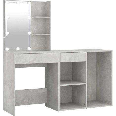 Tocador con LED y armario madera contrachapada gris hormigón vidaXL (1/5)