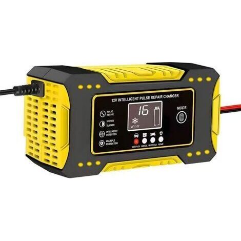 6V 12V VertChargeur de batterie 12 V pour voiture, chargeur de batterie pour moto, chargeur de batterie 12 V 6 A compatible avec les batteries au plomb-acide