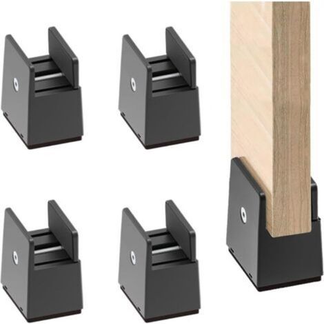 Ensemble de 4 rehausseurs de meubles réglables de 5 cm, rehausseurs de pieds de lit réglables, pour canapé, table, chaise, lit, armoire, largeur de 10 à 37 mm (noir) (1/5)