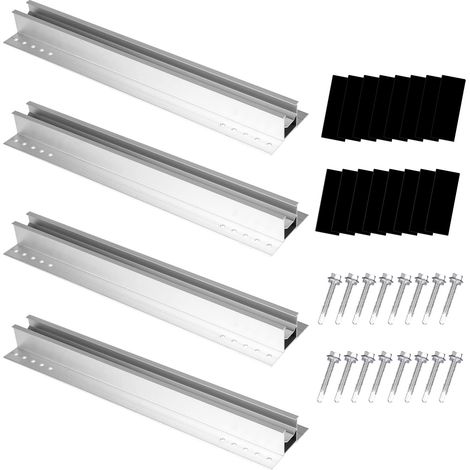 Panneau solaire en aluminium - Système de fixation - Tôle trapézoïdale PV - Kit de fixation pour 1 panneaux solaires (1/5)