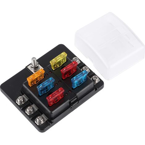 Porte-fusible PBT 6 voies avec voyant LED, bloc de distribution pour bateau, voiture, yacht, marine, boîtier étanche, montage rapide, 12V-24V (1/5)