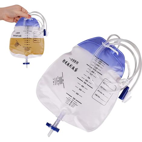 Sac de Cathéter, Sac d'urine 1500ML, Urinoir, sac d'urine, Sac d'urine Jetable, Sac d'urine pour Hommes et Femmes, Sac de Collecte d'urine, Sac de Drainage (1/5)