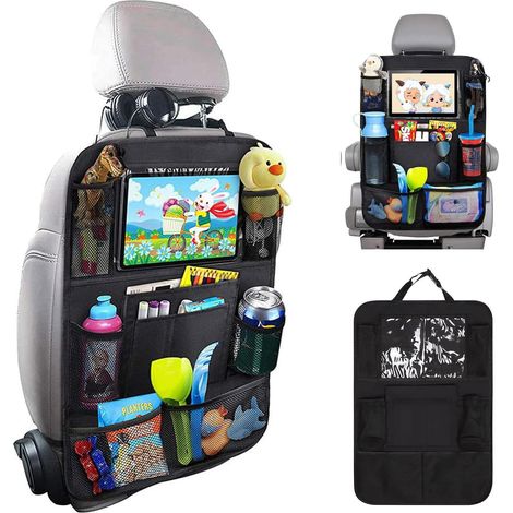 Rücksitz-Organizer – 9 Staufächer, 10″-Tablet-Halterung, Rückenlehnenschutz für Kindersitz, ideal als Reiseaccessoire