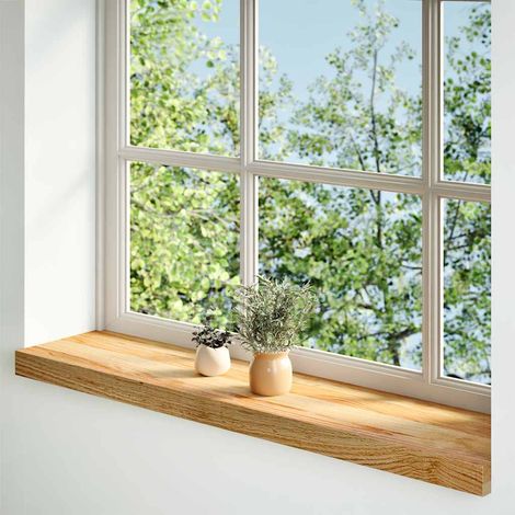 Lot de 2 Appuis de fenêtre,Rebord de fenêtre marron clair bois de chêne massif CFW89720 (1/5)