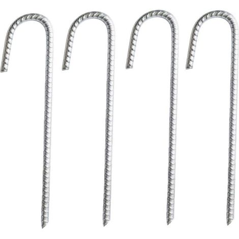 YMYNY Pack of 4 Heavy Duty Galvanised Steel J-Rebar Anchor Stakes - for Marquees, Gazebos, Castles, Tents, Trampolines, Bouncy Castles, Camping, Football Nets