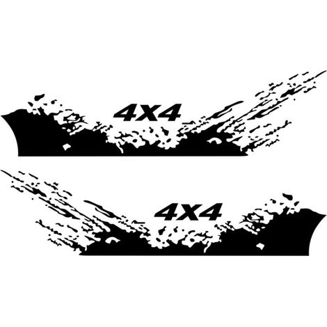 Set of 4 off-road 4x4 car stickers (40 x 10 cm) - mountain graphic sticker (190 x 50 cm) for truck exterior accessories, black (1/4)