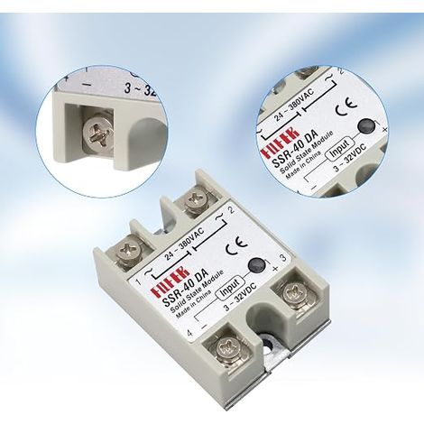 SSR-40DA Relay 40A 3-32V DC-AC Single Phase Semiconductor Relay 24V-380V AC (1/4)