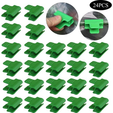 Pinces de serre, 24 pièces, Installation facile, filet d'ombrage sécurisé, Clip pour tuyaux à piquets de 11mm (1/5)