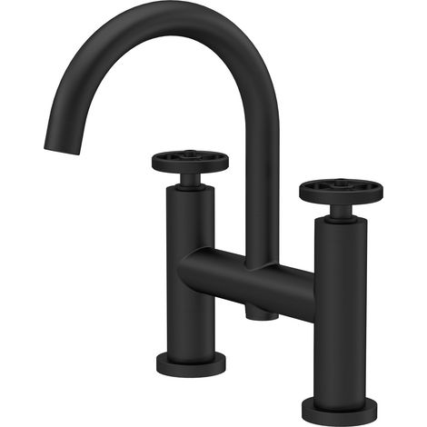 Hudson Reed Revolution Industrial Matt Black Deck Mounted Bath Filler Tap - TIW453 (1/2)