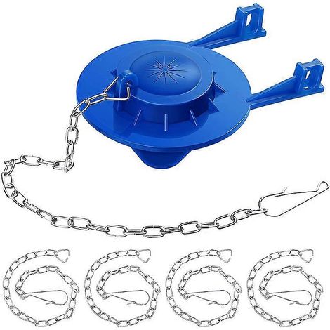 Clapet de toilette universel de rechange en caoutchouc pour cuvette de toilette, avec 4 chaînes de clapet. (1/5)