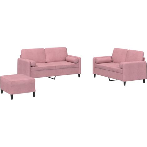 Juego de sofás con cojines 3 piezas terciopelo rosa vidaXL (1/5)