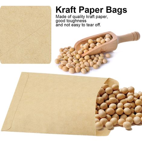 100 sacs en papier kraft pour maïs, blé, riz et graines, format enveloppe, 9 x 13 cm (1/5)