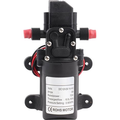 Pompe à eau à membrane mini 2 voies sortie filetée droite 6,0 L/min 0,9 MPA G1/2 pouce 72W 12V (1/5)