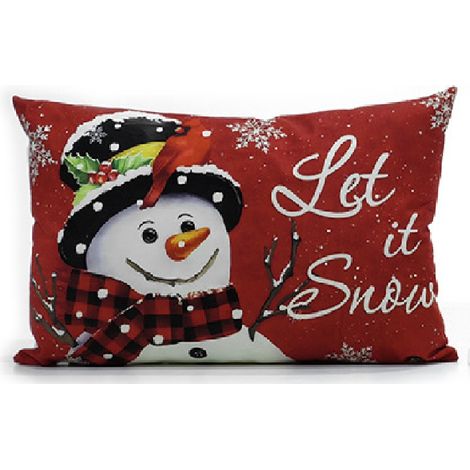 Cuscino Natalizio Decorativo cm 30x50 rettangolare Arredo Casa Feste di Natale Per Divano, Letto sedie Poltrona Cuscino Imbottito con 6 Fantasie Natalizie - decori: DEC LET IT SNOW