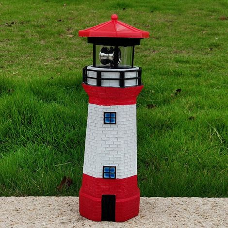 Leuchtturm-Solar-LED-Lampe für den Außenbereich mit drehbarem Lichtstrahl und Sensor (1/4)