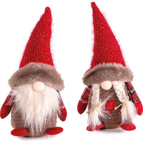 Coppia Gnomi Arredo Natale Set 2 Decorazioni Natalizie Orkas 30 cm (1/4)