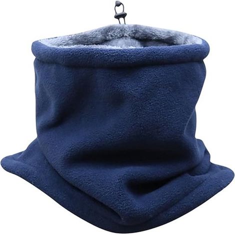 Tour de cou chaud pour l'hiver - Écharpe tubulaire (Bleu foncé) - Tour de cou chaud pour homme - Doublure polaire douce - Sangle de cou ajustable (1/3)