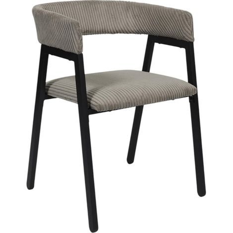 Fauteuil Design Minimaliste en Velours Cotelé Taupe et Piètement en Métal Noir - Livraison gratuite (1/5)