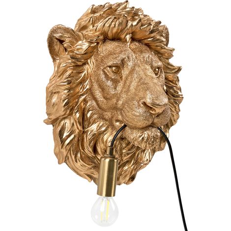 Lámpara de pared con temática animal león lámpara de noche lámpara de lectura para dormitorio dorada Simba (1/5)