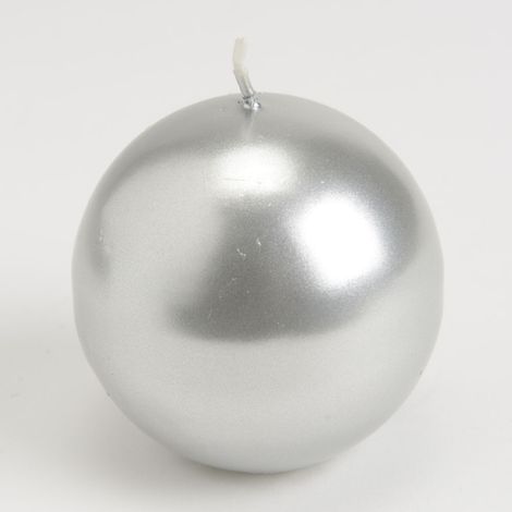 Amadeus - Bougie sphère 7 cm argent (lot de 6)