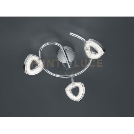 Faretto TOURS girandola 3 spots LED integrati in diffusore triangolo cromato R82139106