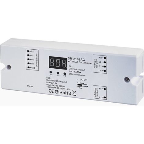 Einfarbiger AC TRIAC Controller - DMX Dimmer - 2 Kanäle