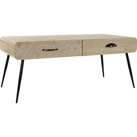 Paulownia Mdf 100x52x72 Schubladen Kaffeetisch Paulownia Metall Metall Multicolore Family Tische Bässe Detail (1/5)