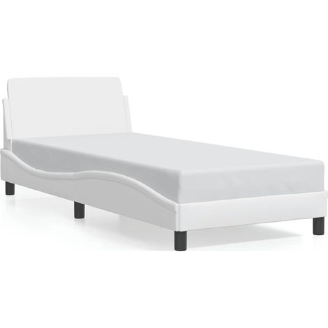 Lit Adulte Lit Simple Cadre de lit - blanc 80x200 cm similicuir fr27216 (1/5)