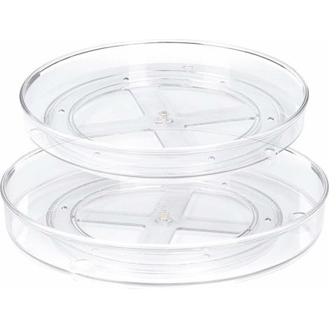 Lot de 2 Lazy Susan Plateau Tournante de Cuisine Plateaux de Rangement Rotatifs à 360° pour Cuisine et Salle de Bain(27 x 4,6 cm + 23,5 x 3,8 cm) (1/5)