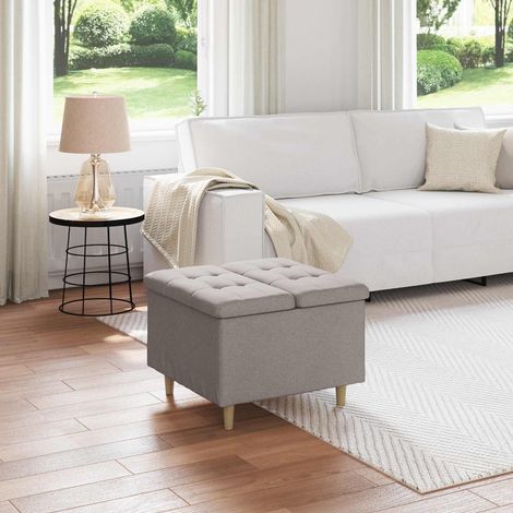 Aufbewahrungsottomane mit Kissen Taupe 60 x 60 x 45 cm Stoff