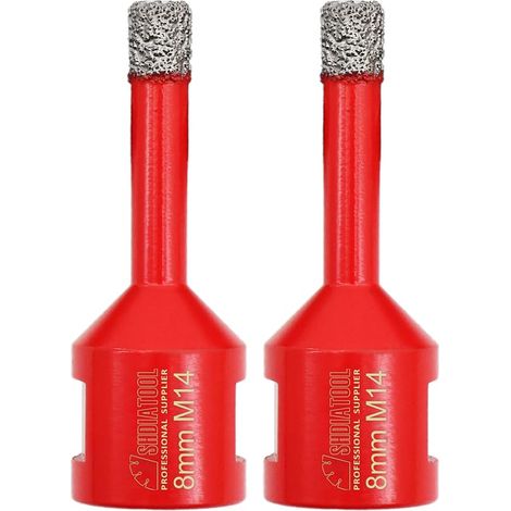 Forets Diamant 2 Pièces 8mm Trépans Carrelage, Filetage M14 (1/5)