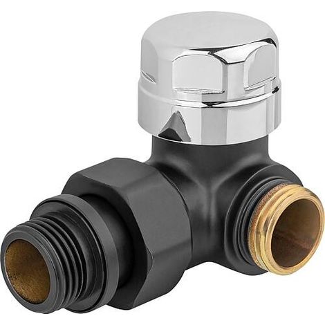 Vanne thermostatique 130NN D, noir DN15 (1/2"), équerre à droite