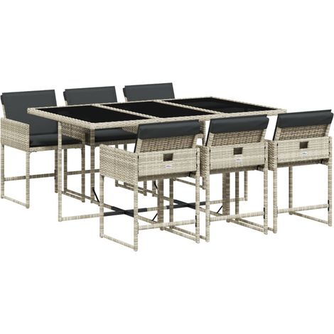 Maison Exclusive - Set comedor jardín 7 pzas y cojines ratán sint (1/5)
