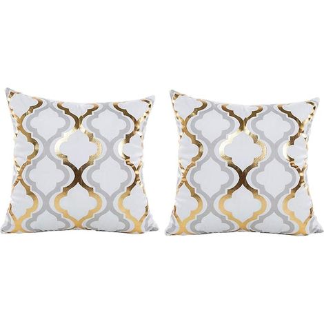 Taies d'Oreiller à Imprimé Or et Argent 45x45cm, Lin Rétro et Vintage pour Canapé et Lit Lot de 2 (1/4)