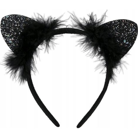Serre-tête oreilles de chat à paillettes, oreilles de chat noires, carnaval, enterrement de vie de jeune fille (1/3)