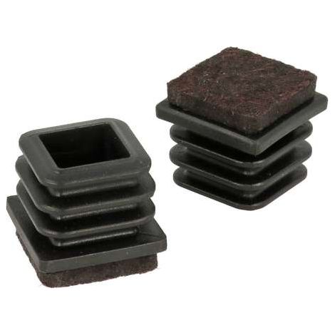 Puntali interni alettati quadri neri con feltro 20x20mm