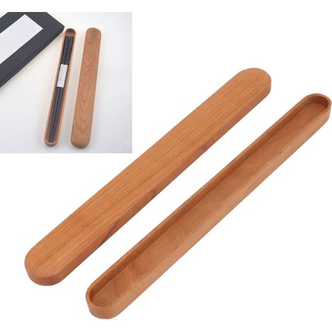 Porte-baguettes portable et hygiénique de style japonais, avec couvercles supérieur et inférieur séparés, en bois de pêcher. Boîte à couverts en bois. (1/5)