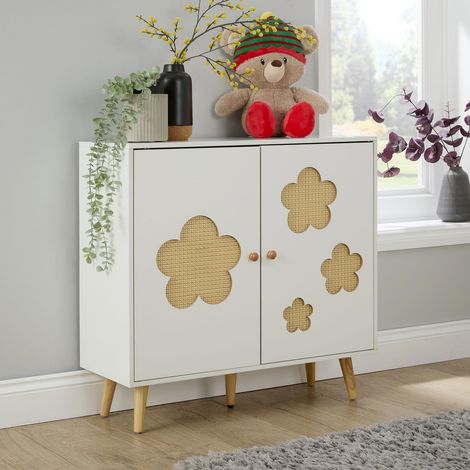 2 Door Storage Cabinet Hallway Living Room Sideboard Fixed Shelf Wooden Legs