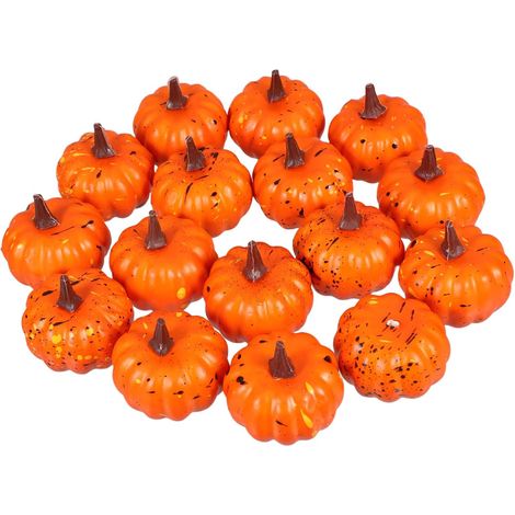 16 Pièces Citrouilles Halloween Mousse Décoratives Artificielles pour Maison Matériel de Décoration pour Citrouilles Fausses Halloween et Automne