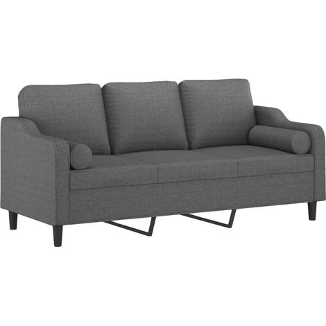 Sofá de 3 plazas con cojines tela gris oscuro 180 cm vidaXL (1/4)