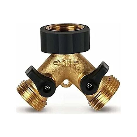 Filiyano-Robinet double pour machine à laver, raccord en Y à 2 voies pour tuyau d'arrosage de 3/4", robinet double robuste en laiton, A (1/5)