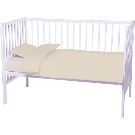 Completo lettino Bambini lenzuola tinta unita 100% cotone made in Italy, in 7 colori ottima qualità Beige - 120x180 cm