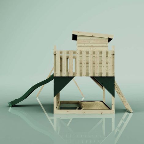 PolarPlay Spielturm Björn aus Holz in GrünKinderschaukel