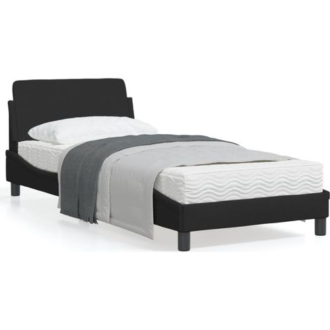 Cadre de lit avec tête de lit Noir 90x190 Tissu (1/5)